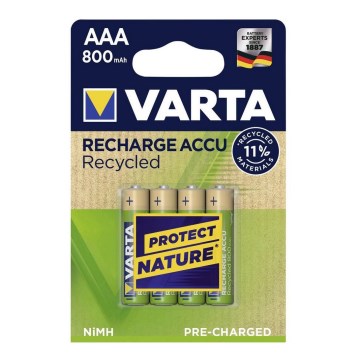 Varta 5681 - 4 unidades Pilhas recarregáveis ACCU RECYCLED AAA Ni-MH/800mAh/1,2V