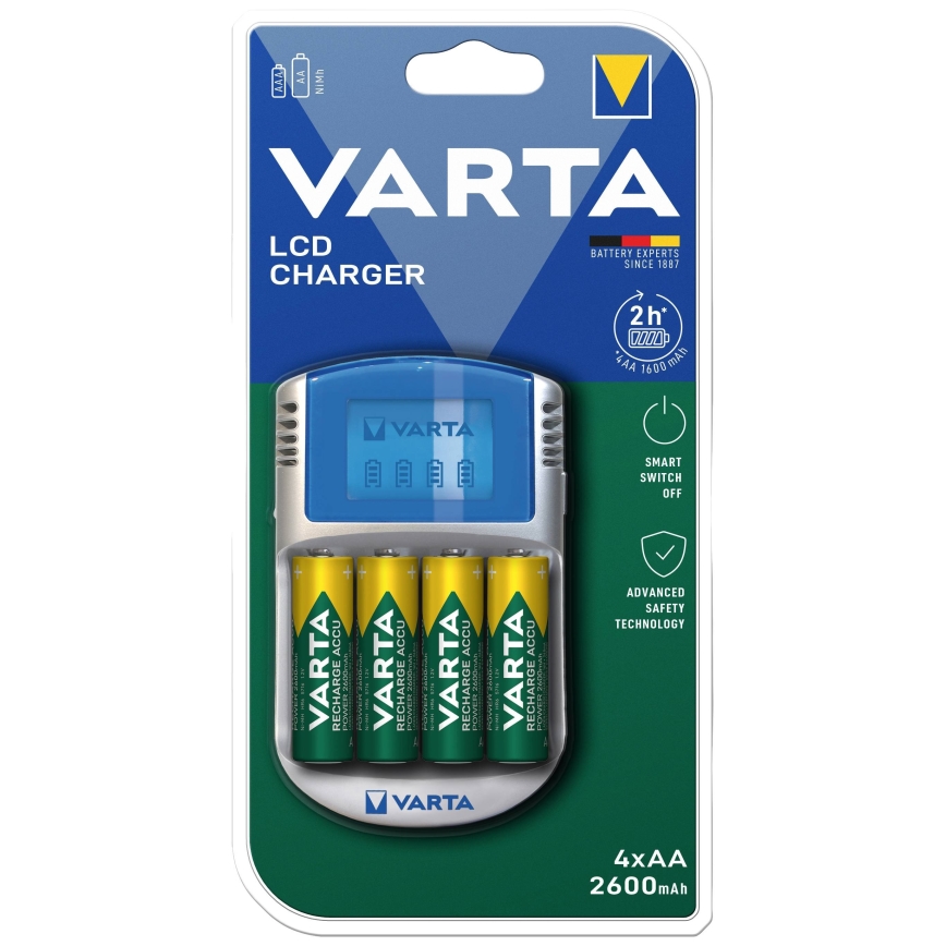 Varta 57070201451 - Carregador LCD para baterias 4xAA/AAA 2600mAh 5V