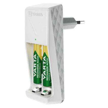 Varta 57656201421 - Carregador de pilhas 2x AA/AAA, 800 mAh, 230 V