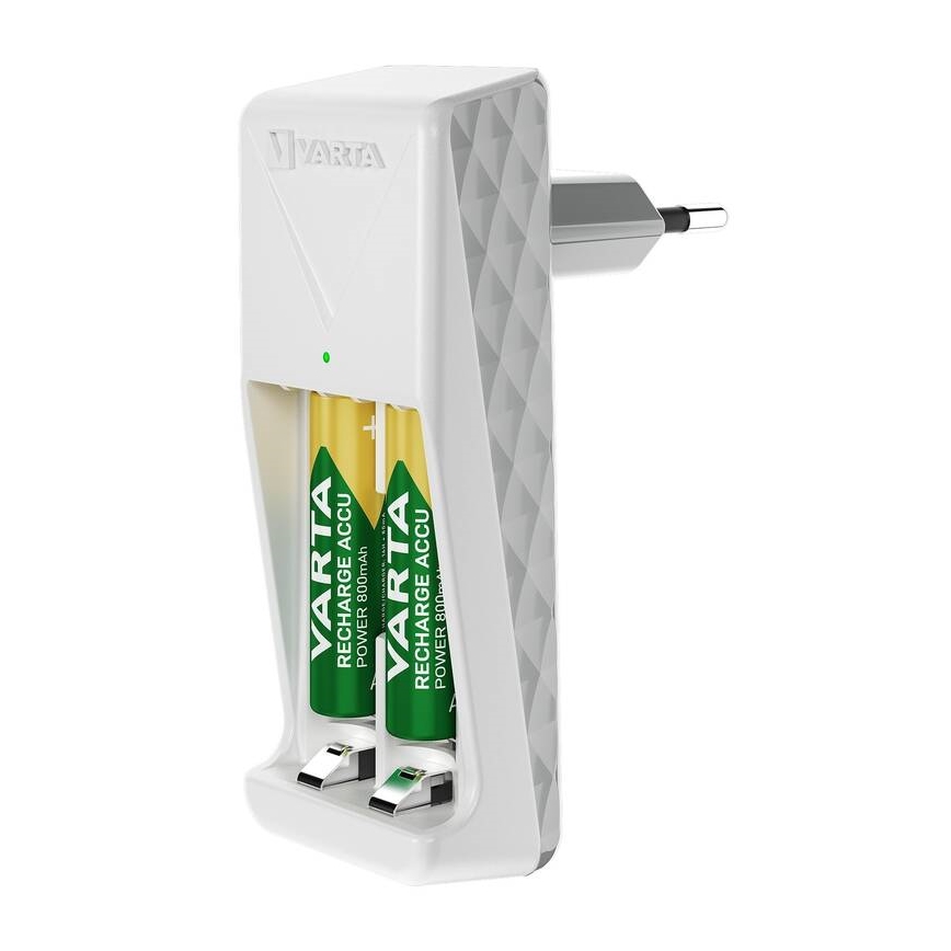 Varta 57656201421 - Carregador de pilhas 2x AA/AAA, 800 mAh, 230 V