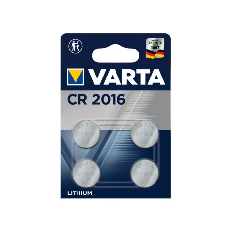 Varta 6016101404 - 4 pçs Célula de botão de lítio ELECTRONICS CR2016 3V