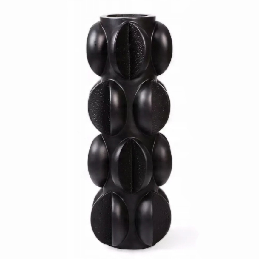 Vaso 37x15 cm em resina, acabamento preto mate