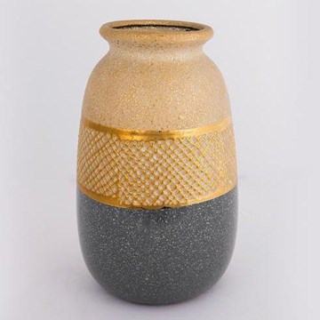 Vaso cerâmico 25,5x15,5 cm dourado/cinzento