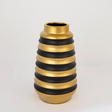 Vaso cerâmico 25x14 cm dourado/preto