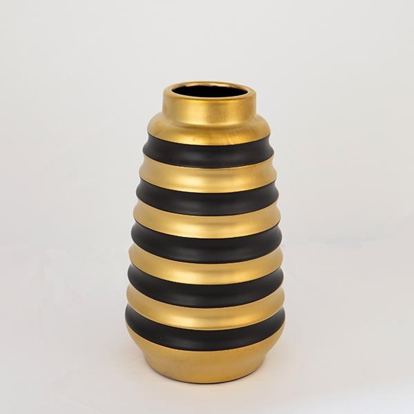 Vaso cerâmico 25x14 cm dourado/preto