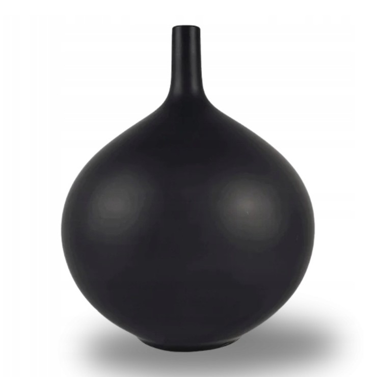 Vaso de cerâmica 24 cm, preto fosco