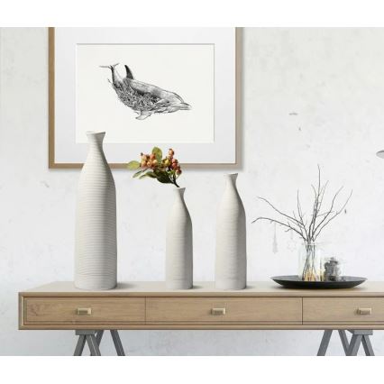 Vaso de cerâmica branco 25 cm