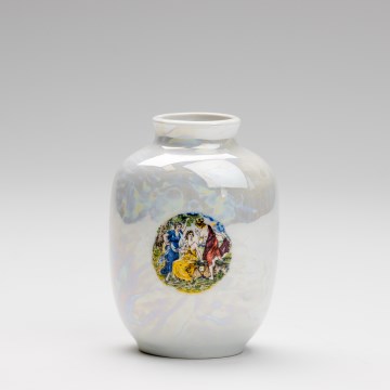 Vaso de porcelana 12,5x9 cm perolado branco graças