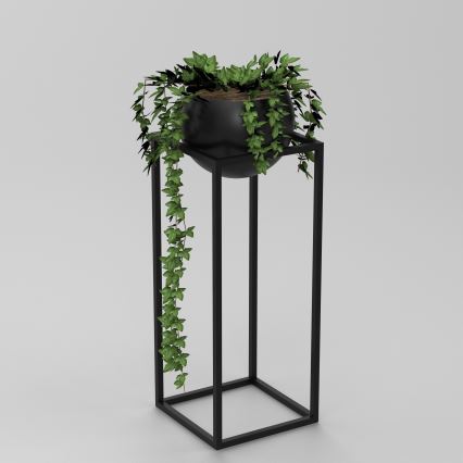 Vaso de metal para plantas 81,3x29 cm preto