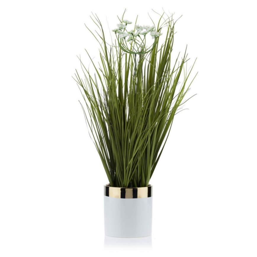 Vaso para flores de cerâmica CINDY 11x11 cm branco/dourado