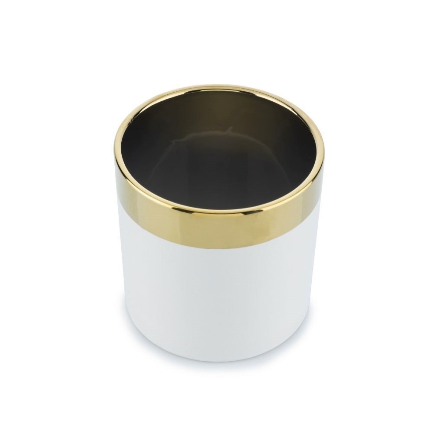 Vaso para flores de cerâmica CINDY 11x11 cm branco/dourado