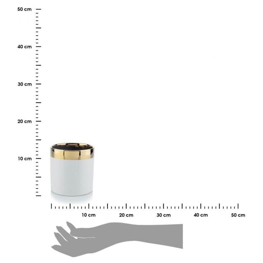 Vaso para flores de cerâmica CINDY 11x11 cm branco/dourado