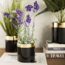 Vaso para flores de cerâmica CINDY 11x11 cm preto/dourado