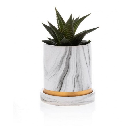 Vaso para flores de cerâmica com taça HANYA 11x11 cm mármore