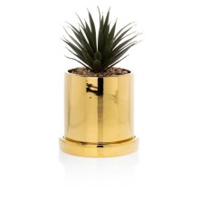 Vaso para flores de cerâmica com taça HANYA 13x13 cm dourado