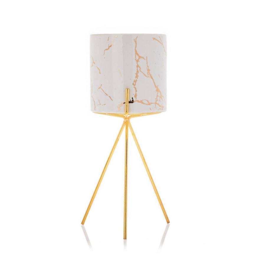 Vaso para flores de cerâmica EMMA 28,3x13 cm branco/dourado