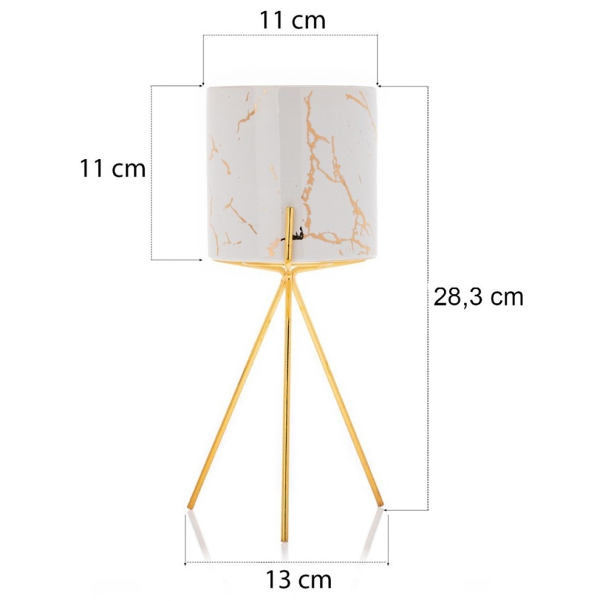 Vaso para flores de cerâmica EMMA 28,3x13 cm branco/dourado