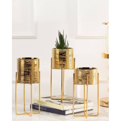 Vaso para flores de cerâmica FLORRI 19,5x10,4 cm dourado