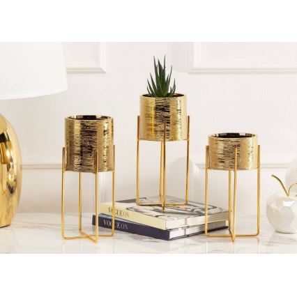 Vaso para flores de cerâmica FLORRI 19,5x10,4 cm dourado