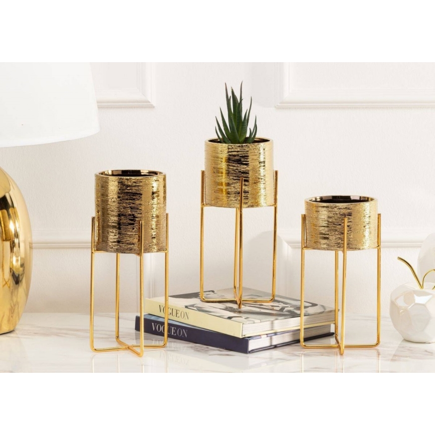 Vaso para flores de cerâmica FLORRI 19,5x10,4 cm dourado