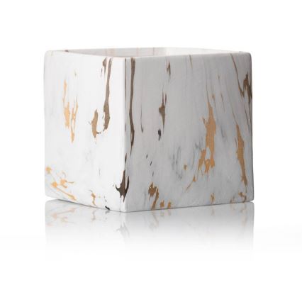 Vaso para flores de cerâmica MARBELA 13x13 cm branco/dourado