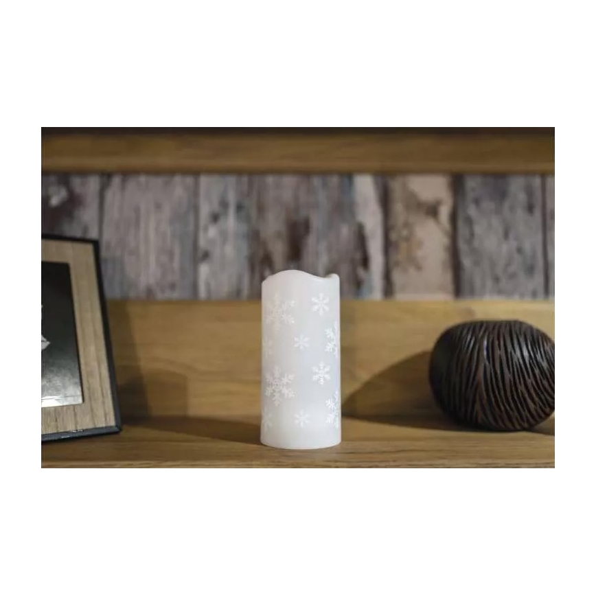 Vela de Natal LED LED/3xAAA flocos de neve branco frio