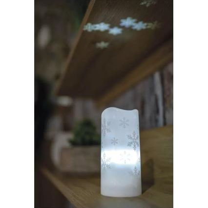Vela de Natal LED LED/3xAAA flocos de neve branco frio