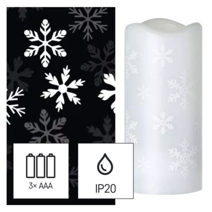 Vela de Natal LED LED/3xAAA flocos de neve branco frio
