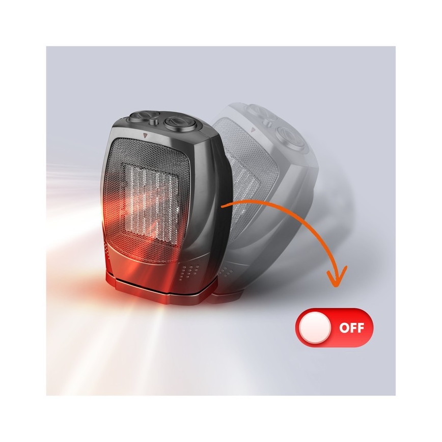 Ventilador com elemento de aquecimento cerâmico RIN 1500W/230V, preto