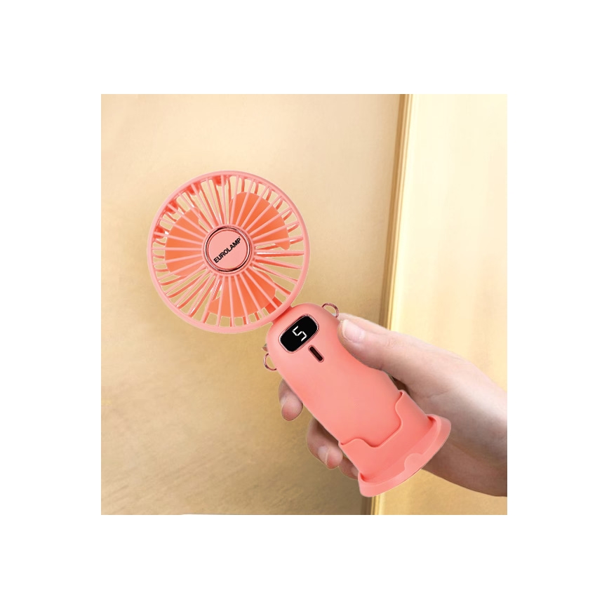 Ventilador de bolso recarregável 3W/5V 1200 mAh rosa