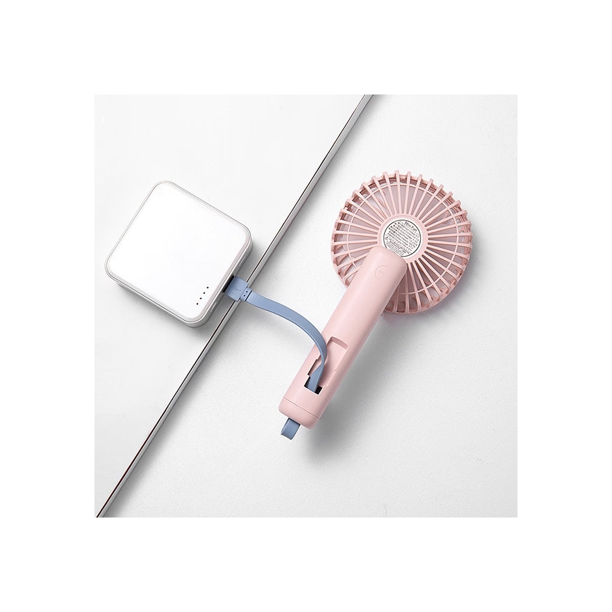 Ventilador de bolso recarregável 5W/5V 1200 mAh rosa