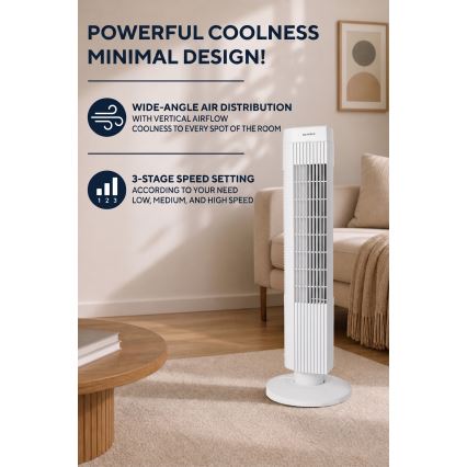 Ventilador de coluna 50W/230V 74,5 cm branco