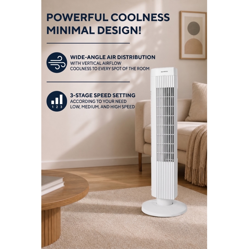 Ventilador de coluna 50W/230V 74,5 cm branco