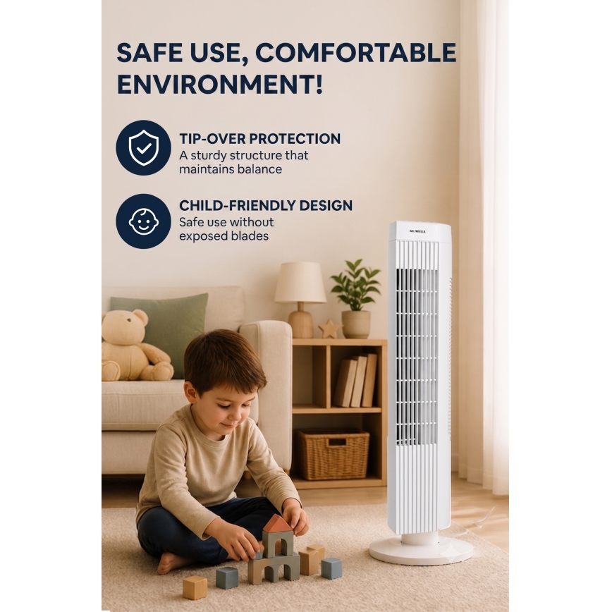 Ventilador de coluna 50W/230V 74,5 cm branco