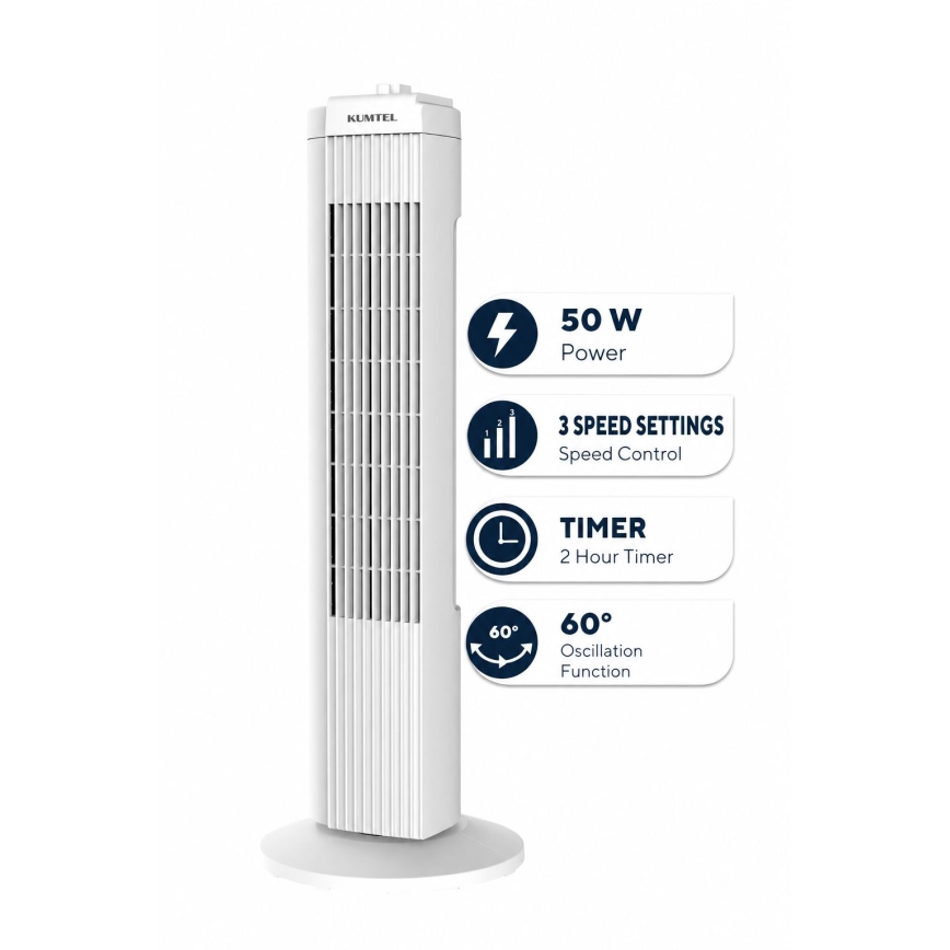 Ventilador de coluna 50W/230V 74,5 cm branco
