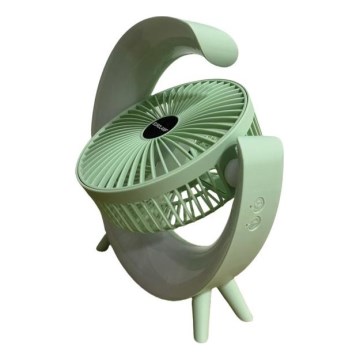 Ventilador de Mesa LED RGB Recarregável 5W/5V 1200 mAh Verde