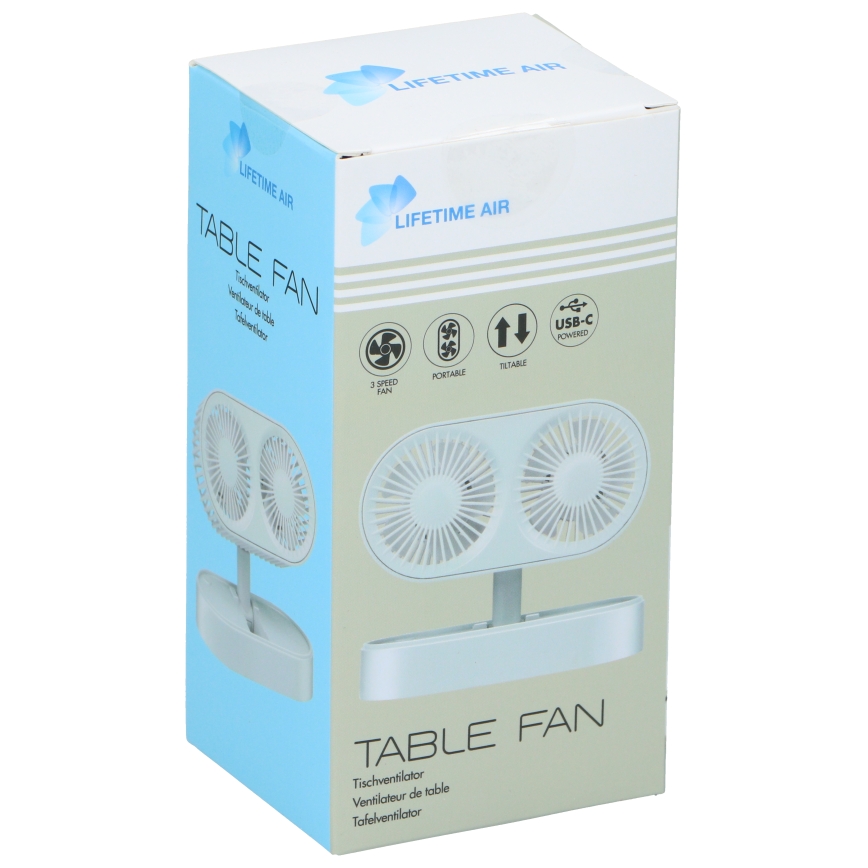 Ventilador de mesa recarregável 3,7V 1200 mAh branco
