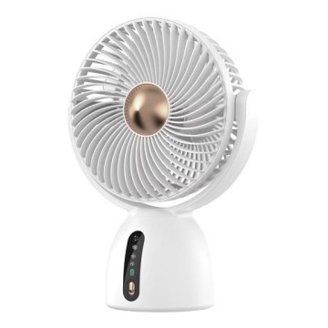 Ventilador de mesa recarregável 5W/5V, 1200 mAh, branco