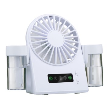 Ventilador de mesa recarregável com efeito de névoa 3,7 V 1200 mAh