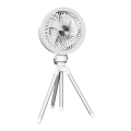 Ventilador de mesa recarregável com iluminação LED 8W, 3,7V 2400 mAh, branco