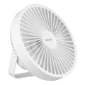 Ventilador de mesa recarregável com LED e iluminação LED/2W/5V USB 2400 mAh branco