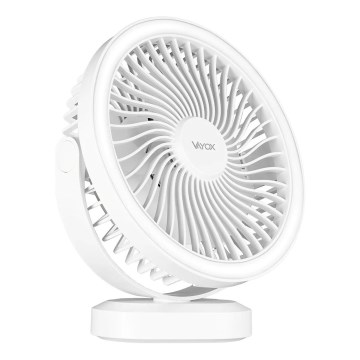 Ventilador de mesa recarregável com LED e iluminação LED/3W/5V USB 2400 mAh branco