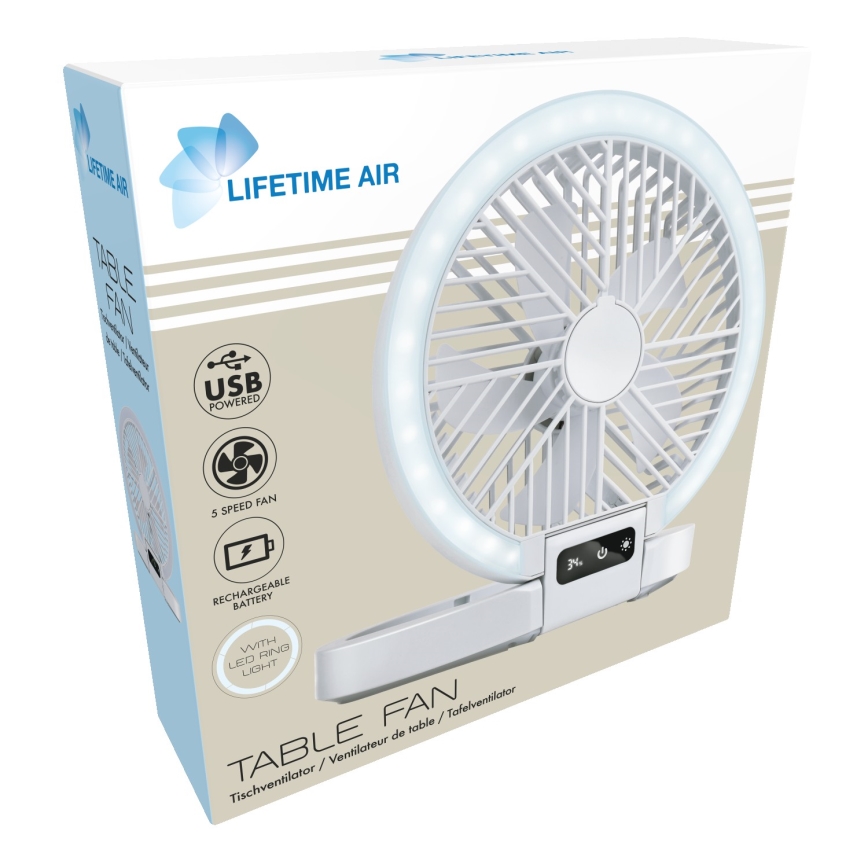 Ventilador de mesa recarregável LED 3,7V 1200 mAh