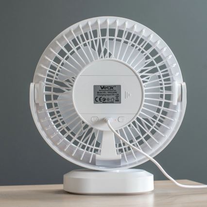 Ventilador de mesa recarregável com LED e iluminação LED/3W/5V USB 2400 mAh branco