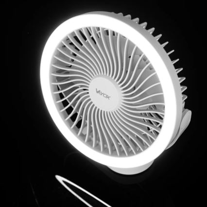 Ventilador de mesa recarregável com LED e iluminação LED/3W/5V USB 2400 mAh branco