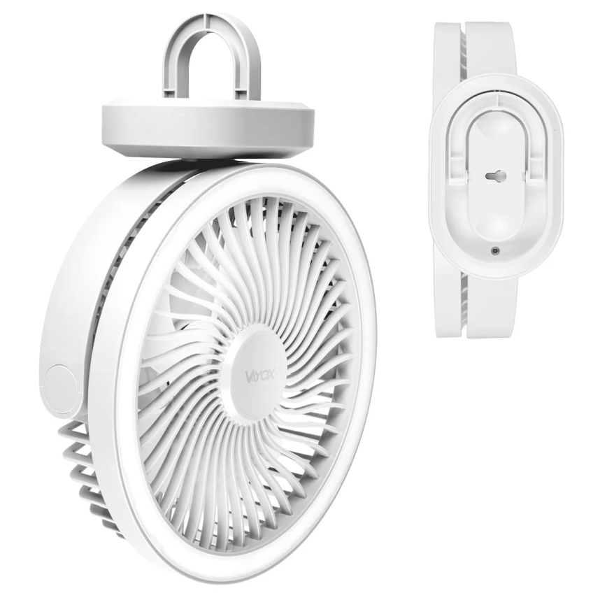 Ventilador de mesa recarregável com LED e iluminação LED/3W/5V USB 2400 mAh branco