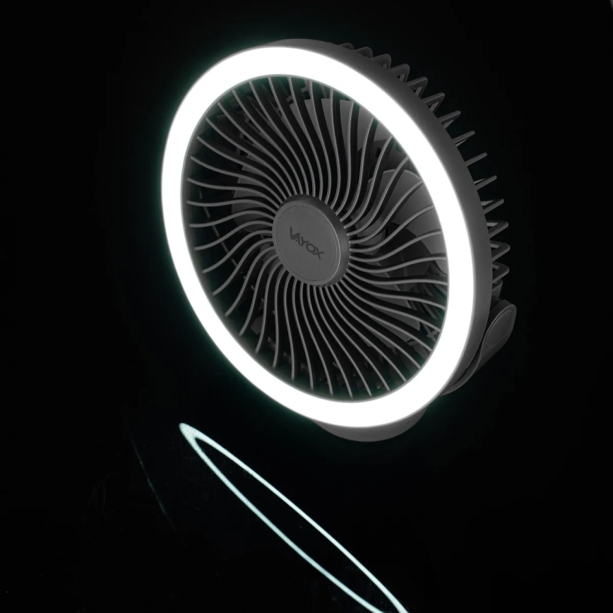 Ventilador de mesa recarregável com LED e iluminação LED/3W/5V USB 2400 mAh cinza