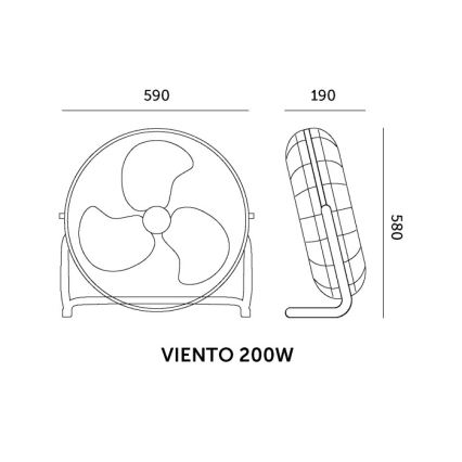 Ventilador de pé VIENTO 200W/230V cromado brilhante