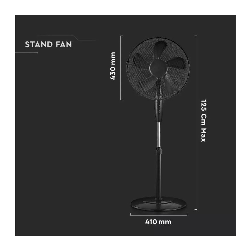 Ventilador de pé Ø 43 cm 55W/230V preto