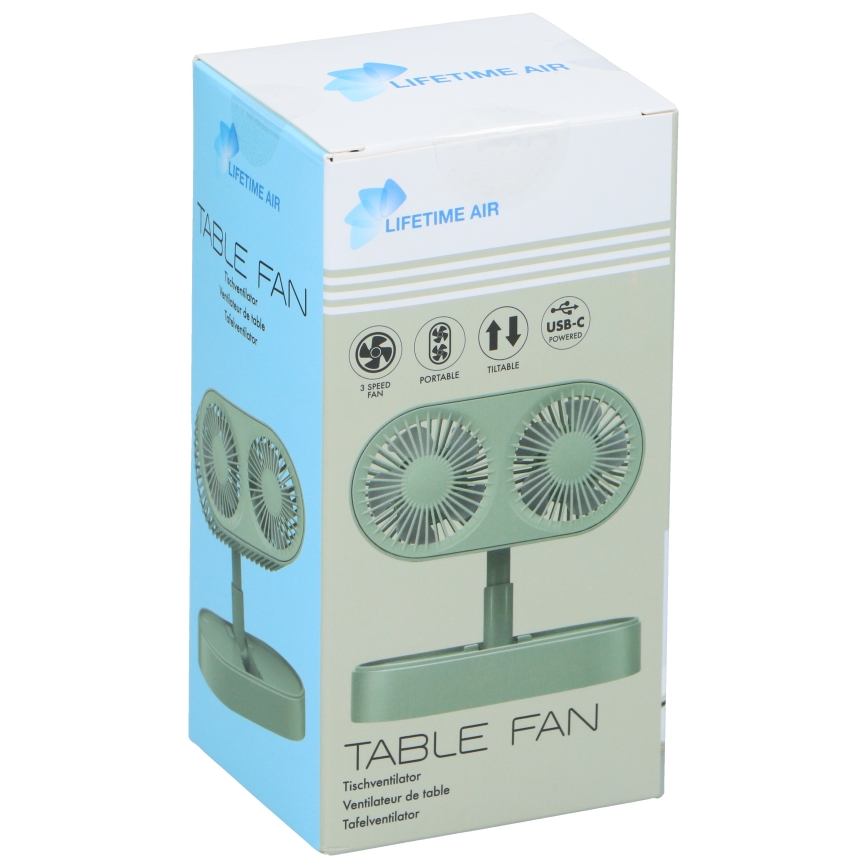 Ventilador de secretária recarregável 3,7 V 1200 mAh verde